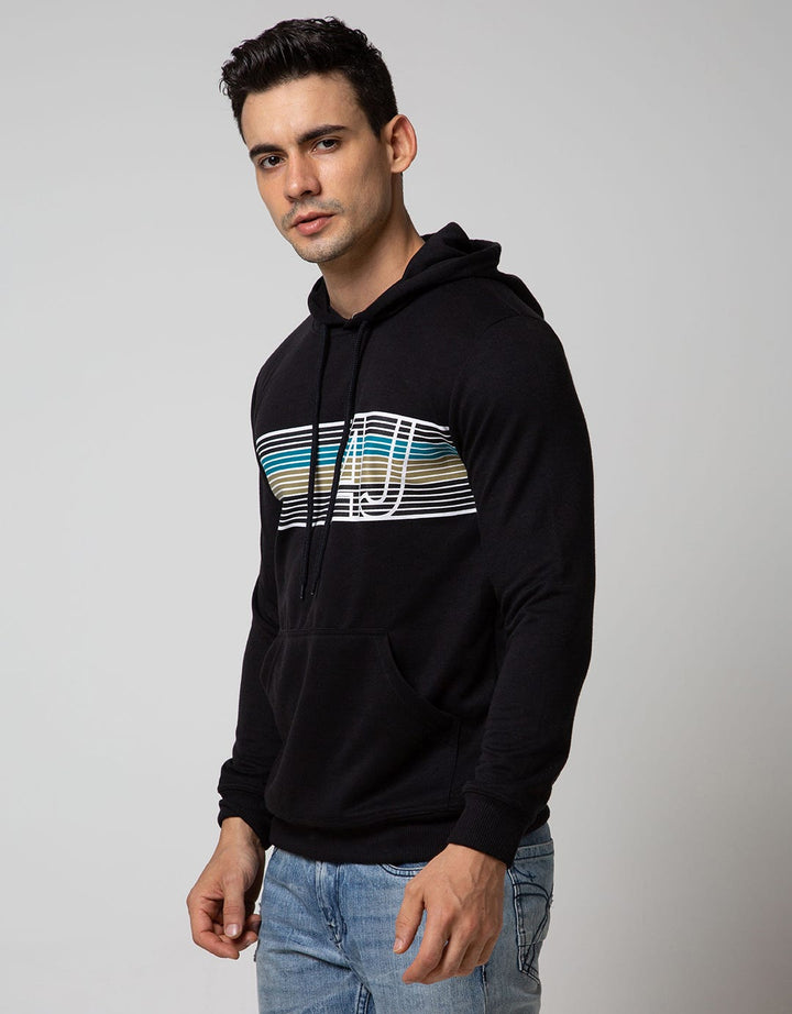 American Jeans Sweatshirt Hoodie Print Stripe Font AJ