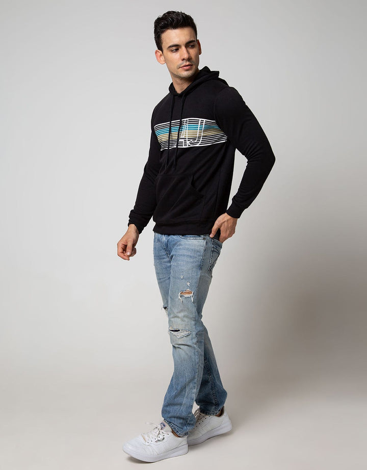 American Jeans Sweatshirt Hoodie Print Stripe Font AJ