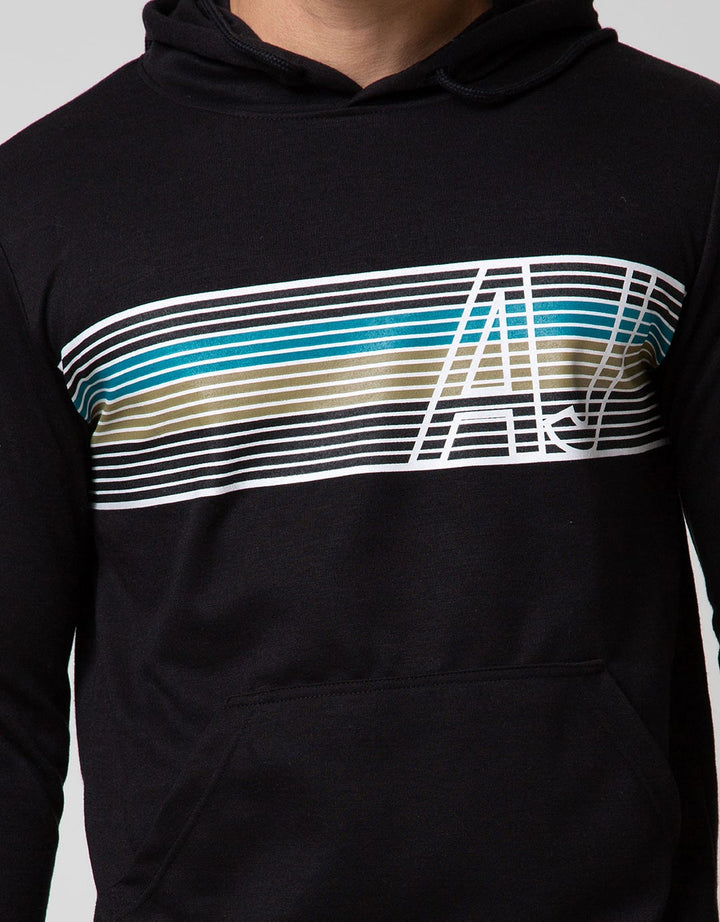 American Jeans Sweatshirt Hoodie Print Stripe Font AJ
