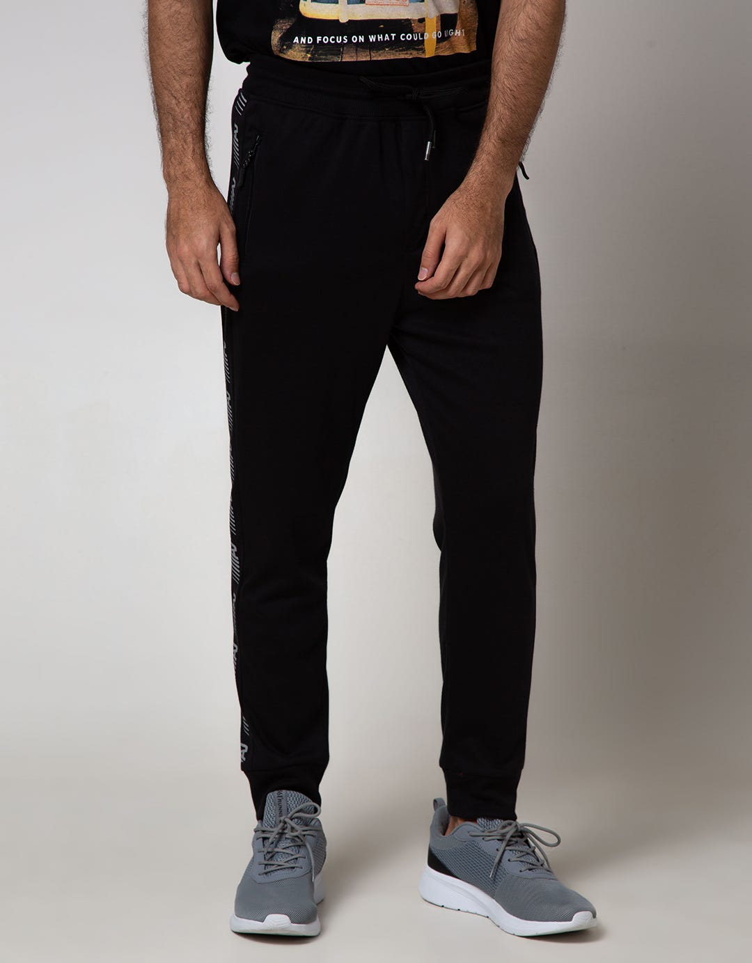 American Jeans Jogger With Print On Side N Pocket Zip Contemporary