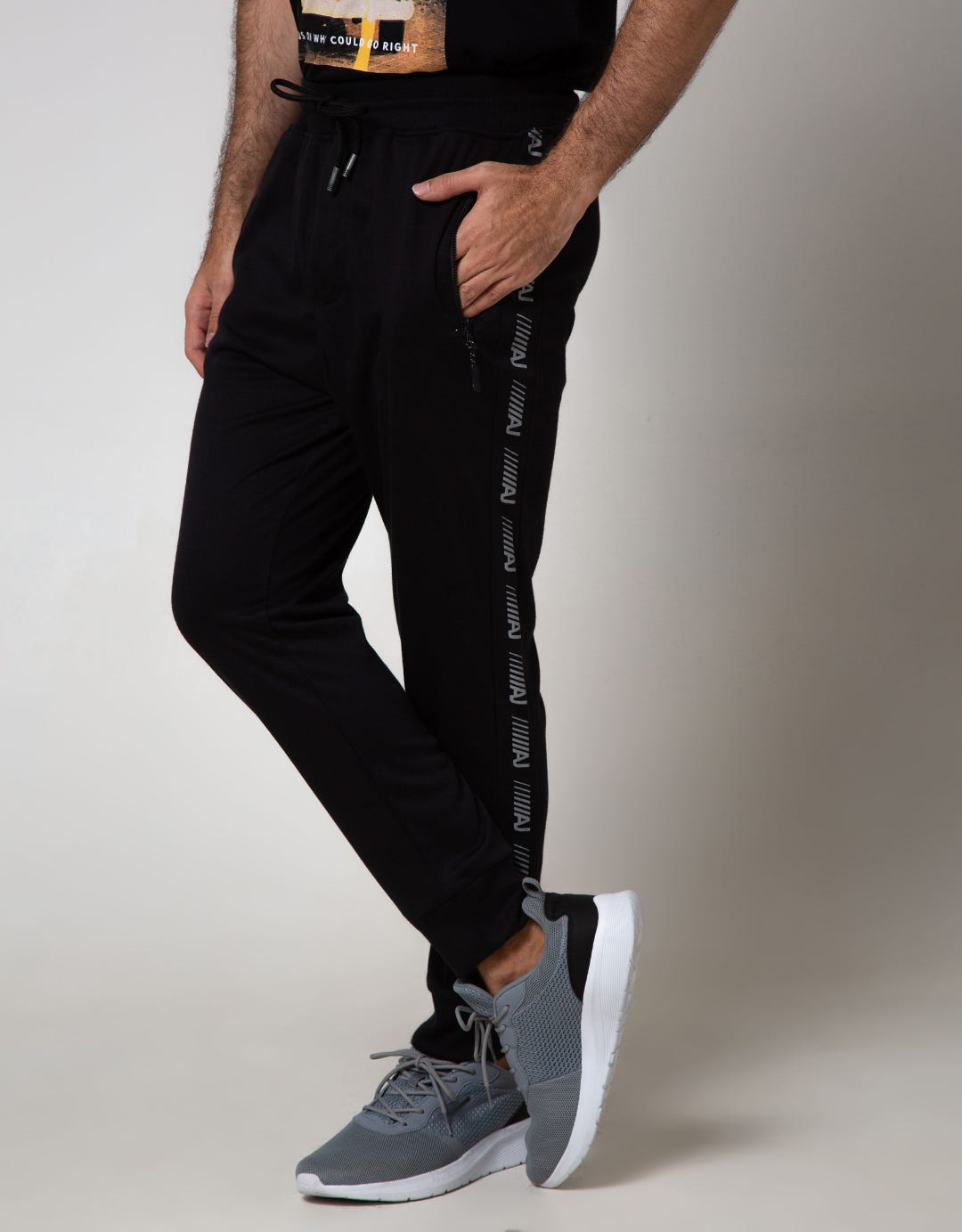 American Jeans Jogger With Print On Side N Pocket Zip Contemporary