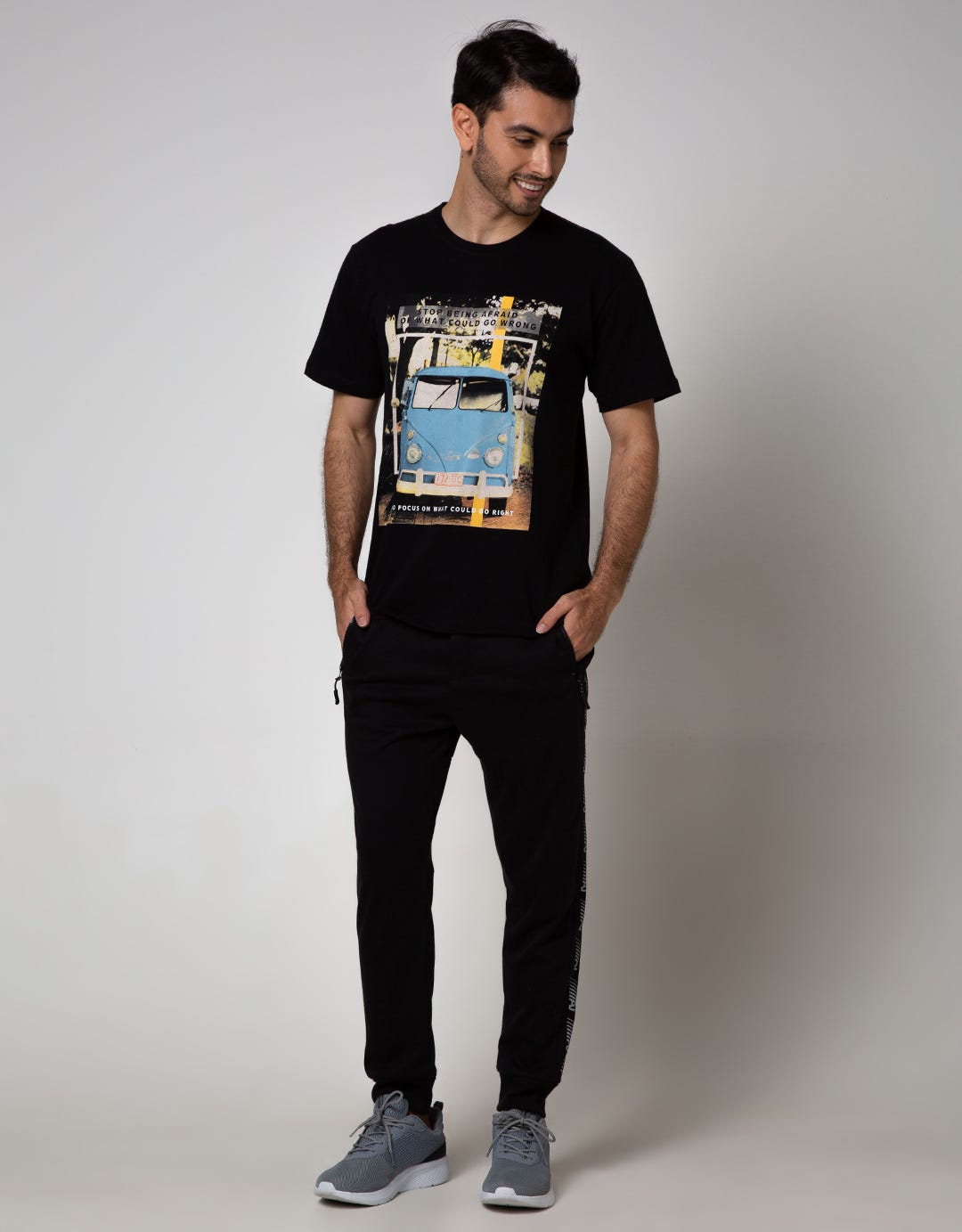 American Jeans Jogger With Print On Side N Pocket Zip Contemporary