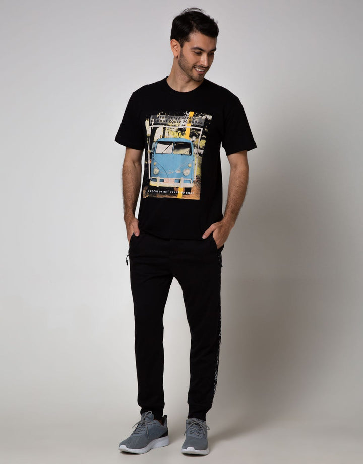 American Jeans Jogger With Print On Side N Pocket Zip Contemporary
