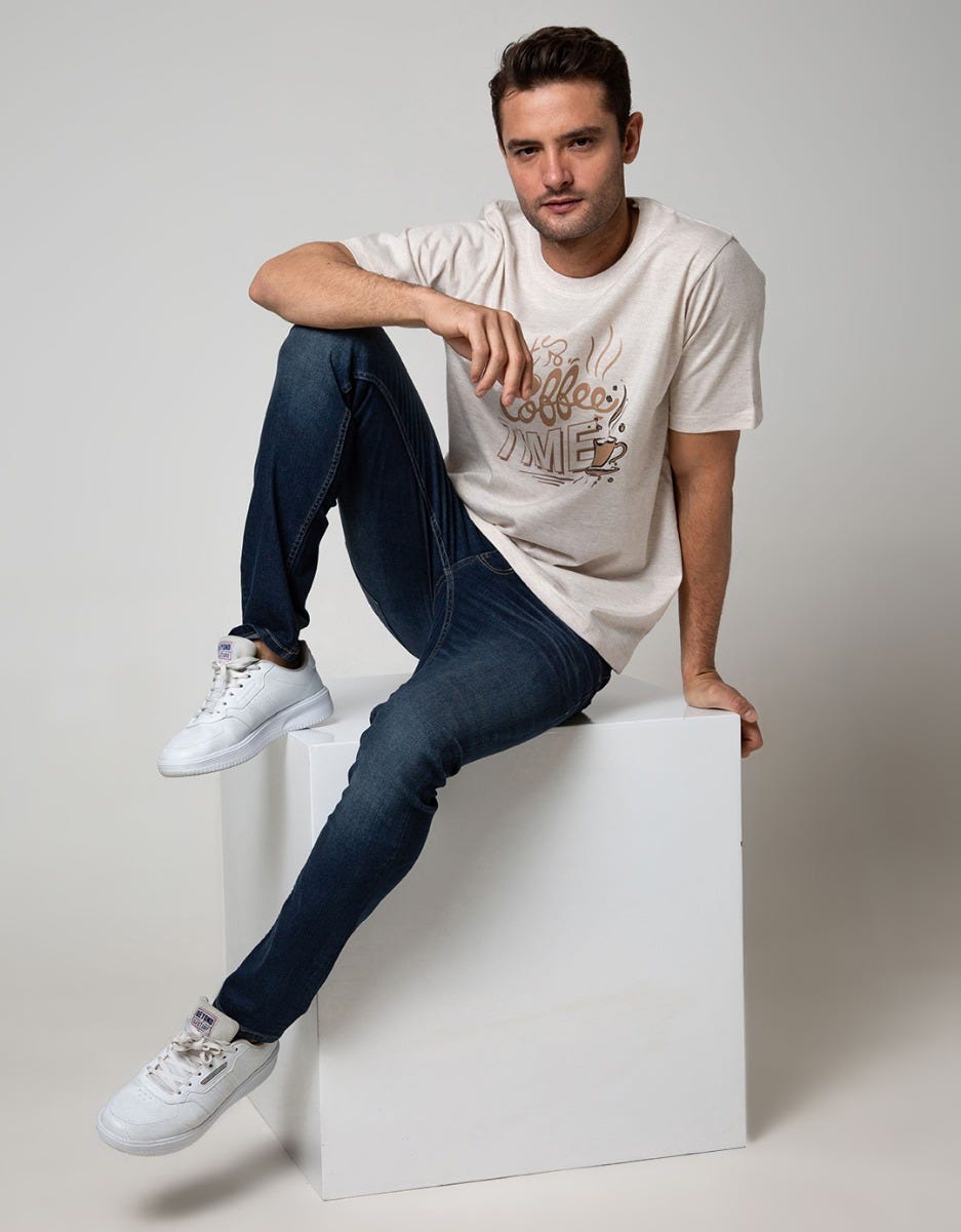 T Zone Short Sleeve T-Shirt Big Size Theme Coffee Time