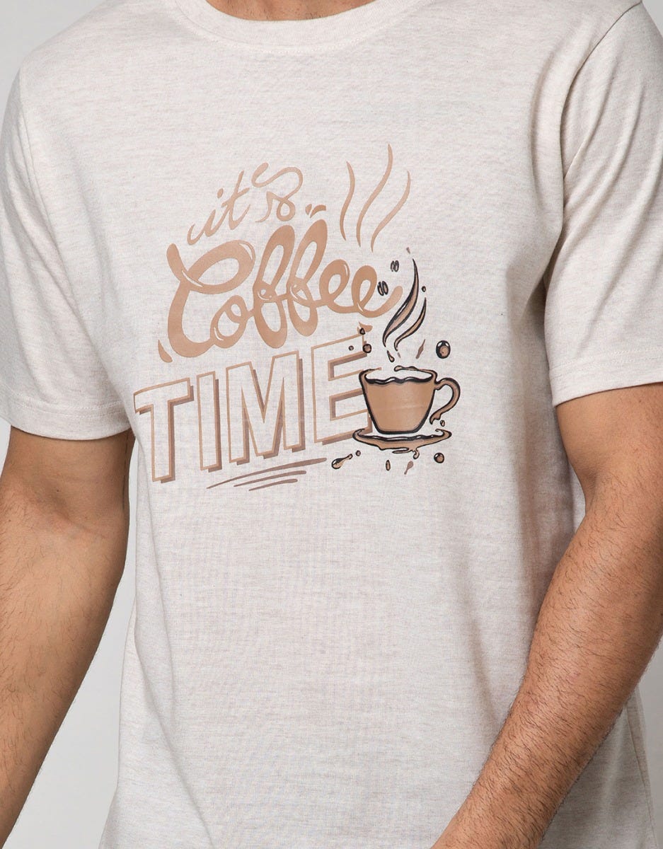 T Zone Short Sleeve T-Shirt Big Size Theme Coffee Time