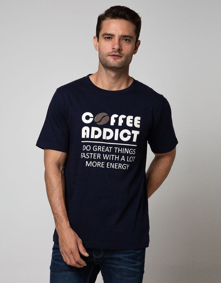 T Zone Short Sleeve T-Shirt Big Size Theme Coffee Addict