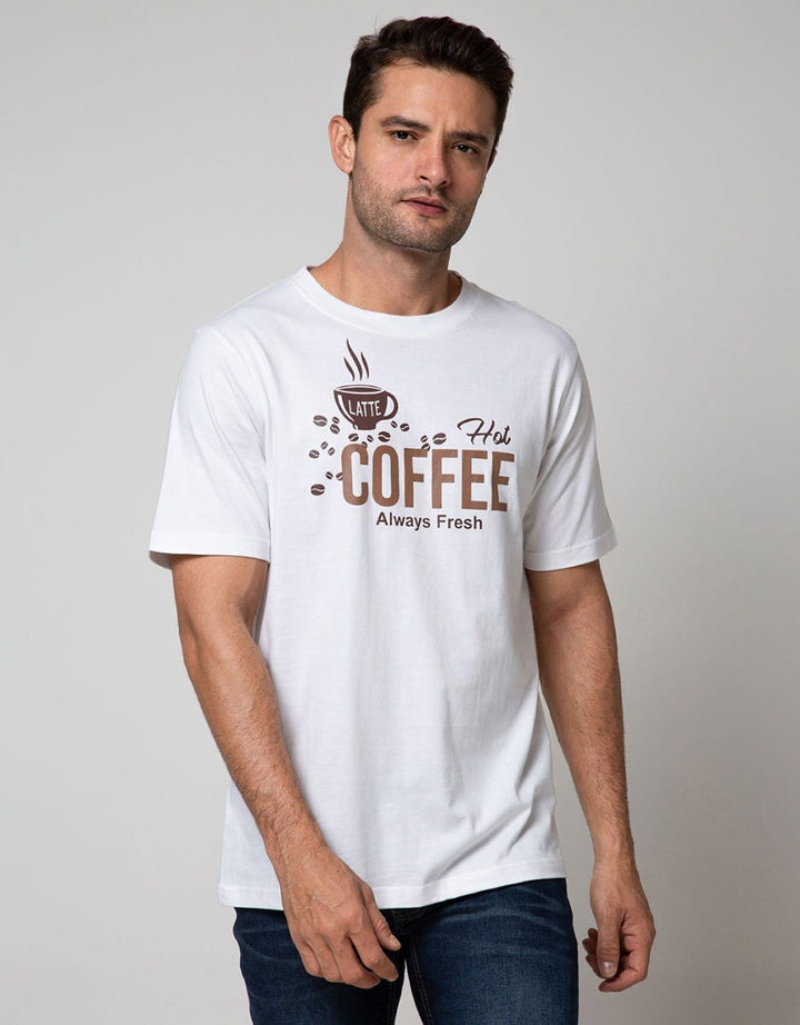 T Zone Short Sleeve T-Shirt Big Size Theme Hot Coffee