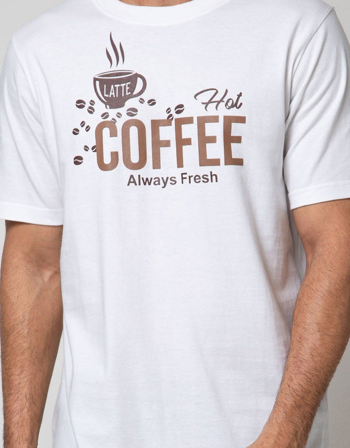 T Zone Short Sleeve T-Shirt Big Size Theme Hot Coffee
