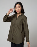 Crater Long Sleeve Shirt Solid Dress