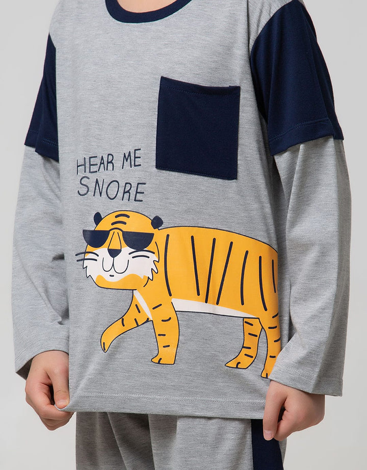 Kidz Too Top - Bottom Pajama Set Long Sleeve Long Pants Hear Me Snore