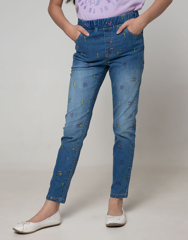 Aero Kids Denim Long Pants Jeggings Fullprint Thunder Heart