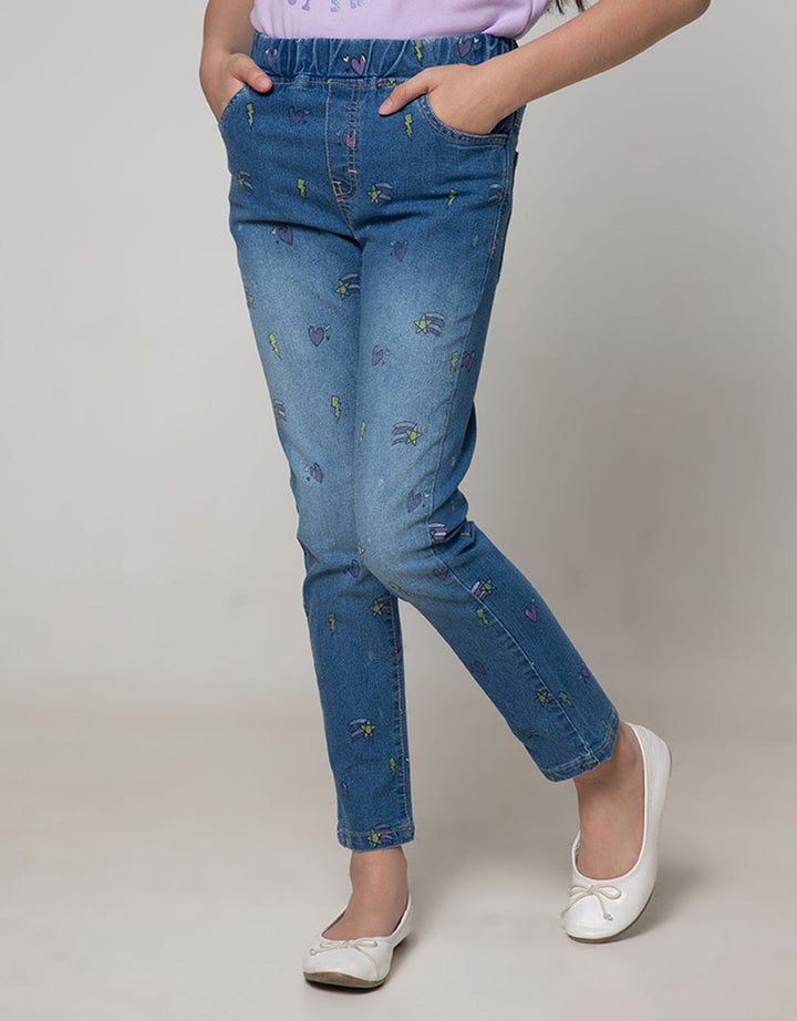 Aero Kids Denim Long Pants Jeggings Fullprint Thunder Heart