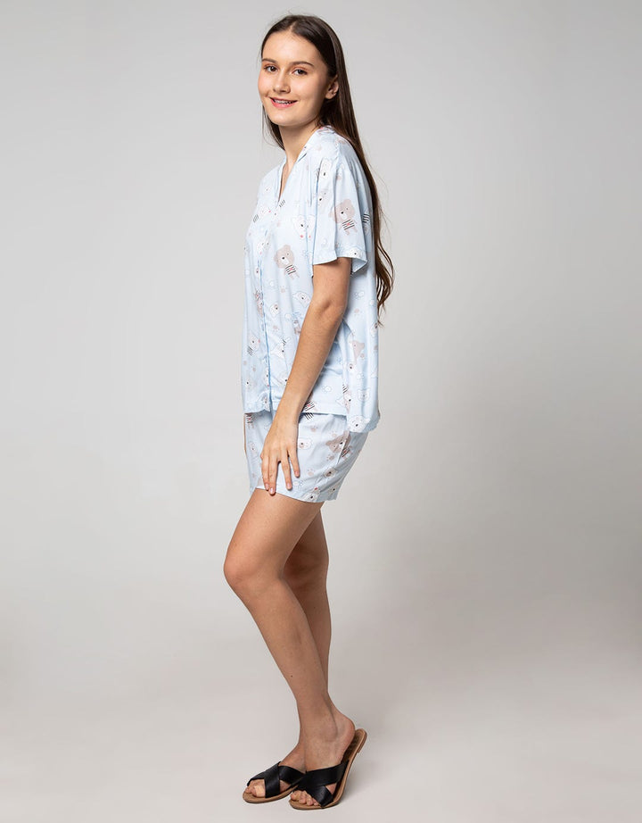 Nevada Short Sleeve Pyjama Shorts Bear Stripe