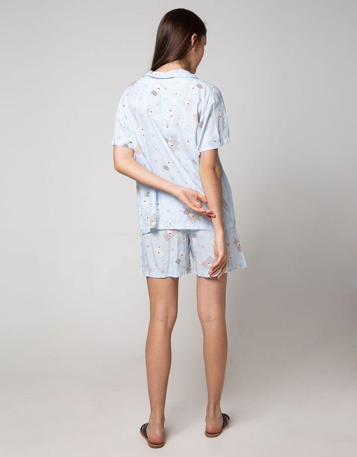 Nevada Short Sleeve Pyjama Shorts Bear Stripe