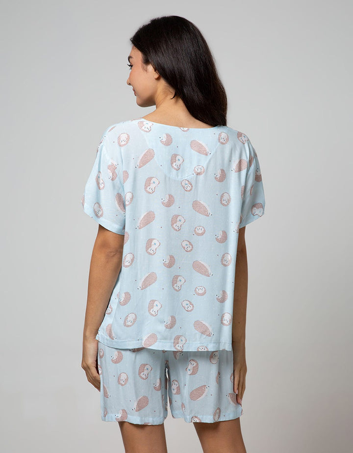 Nevada Short Sleeve Pyjama Shorts Cute Hedgehog