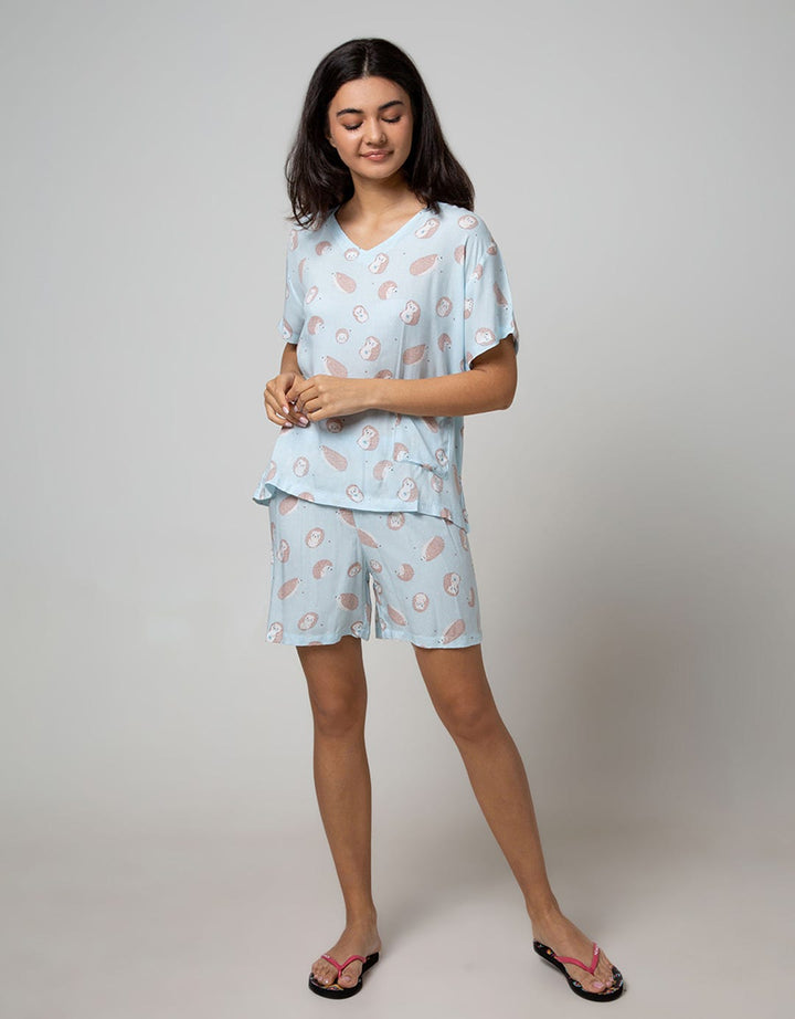 Nevada Short Sleeve Pyjama Shorts Cute Hedgehog