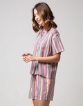 Nevada Short Sleeve Pyjama Shorts Rainbow Stripe