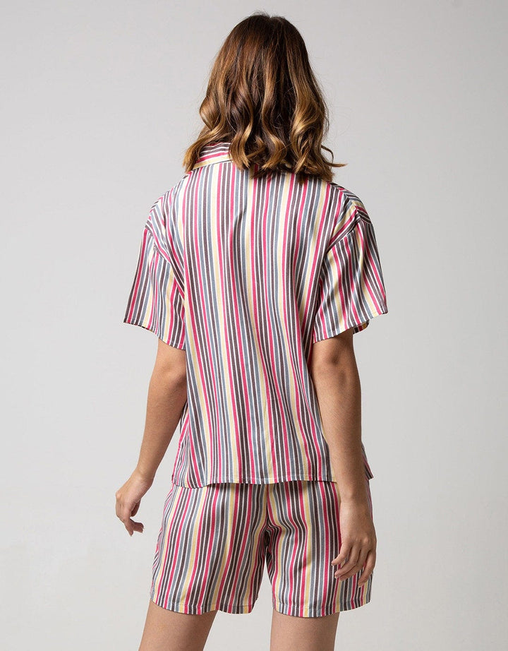 Nevada Short Sleeve Pyjama Shorts Rainbow Stripe