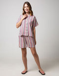 Nevada Short Sleeve Pyjama Shorts Rainbow Stripe