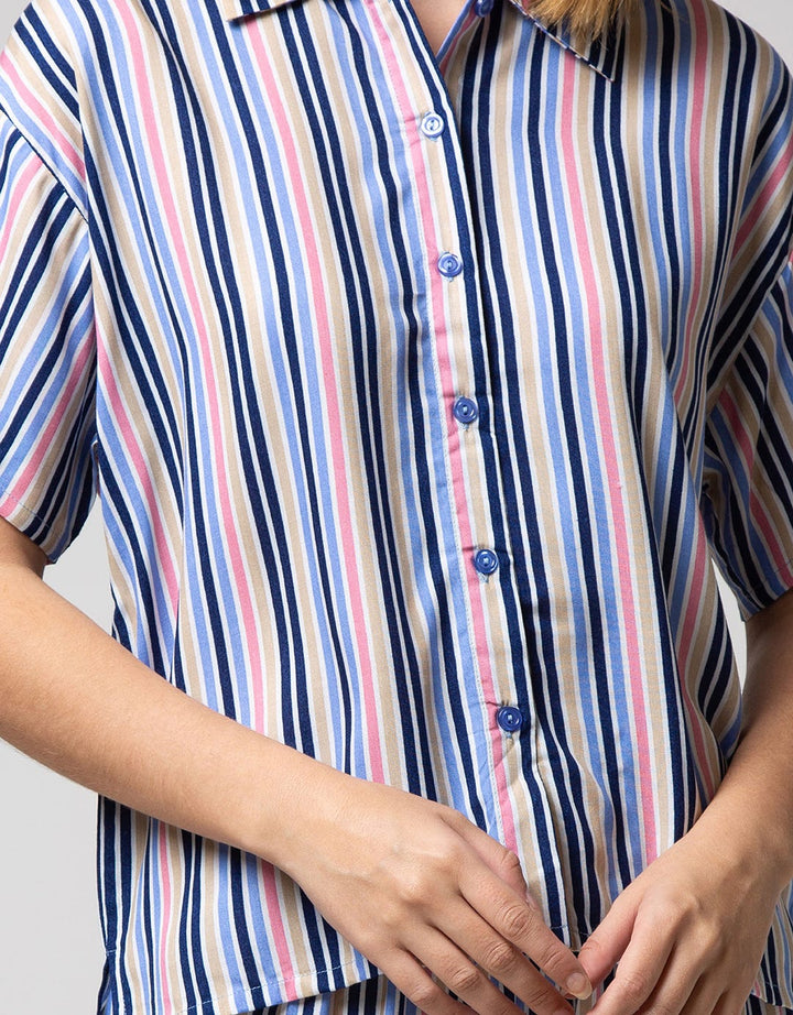Nevada Short Sleeve Pyjama Shorts Rainbow Stripe