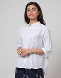 Details Woven Top Long Sleeve Shirt Ogold Top Woven Arm Roll