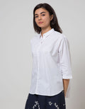 Details Woven Top Long Sleeve Shirt Ogold Top Woven Arm Roll