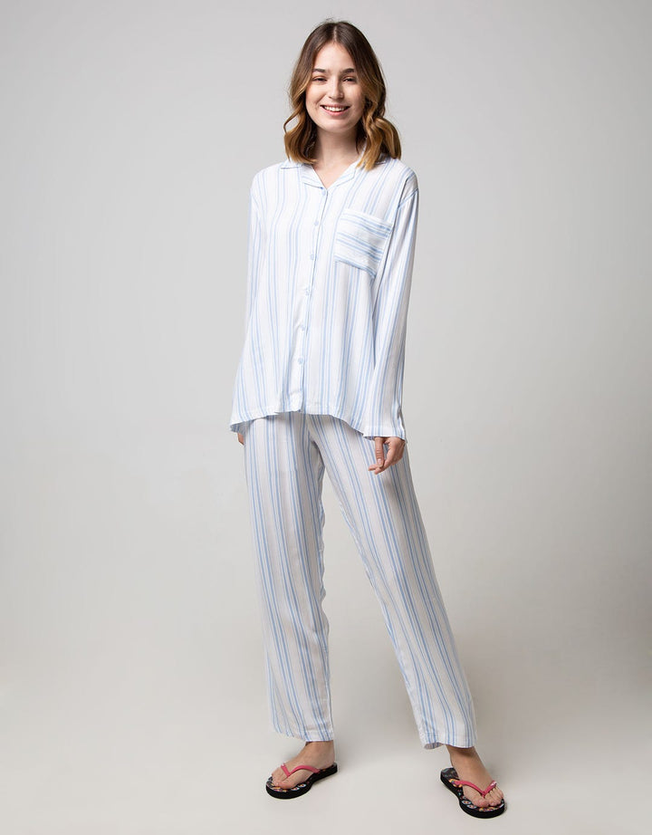 Nevada Long Sleeve Pyjama Pants Stripe Cat