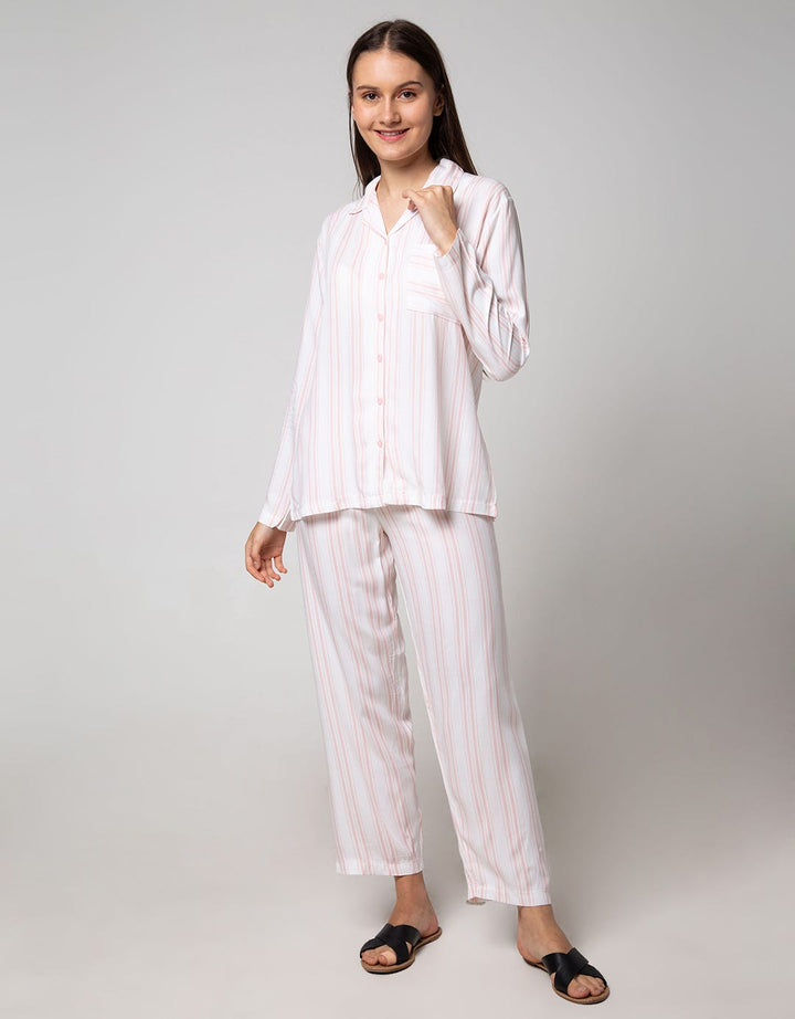 Nevada Long Sleeve Pyjama Pants Stripe Cat