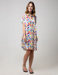 Nevada Short Sleeve Midi Dress Rainbow Paint