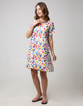 Nevada Short Sleeve Midi Dress Rainbow Paint