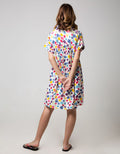 Nevada Short Sleeve Midi Dress Rainbow Paint