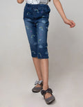 Little M Denim Long Pants Crop Fullprint Rainbow