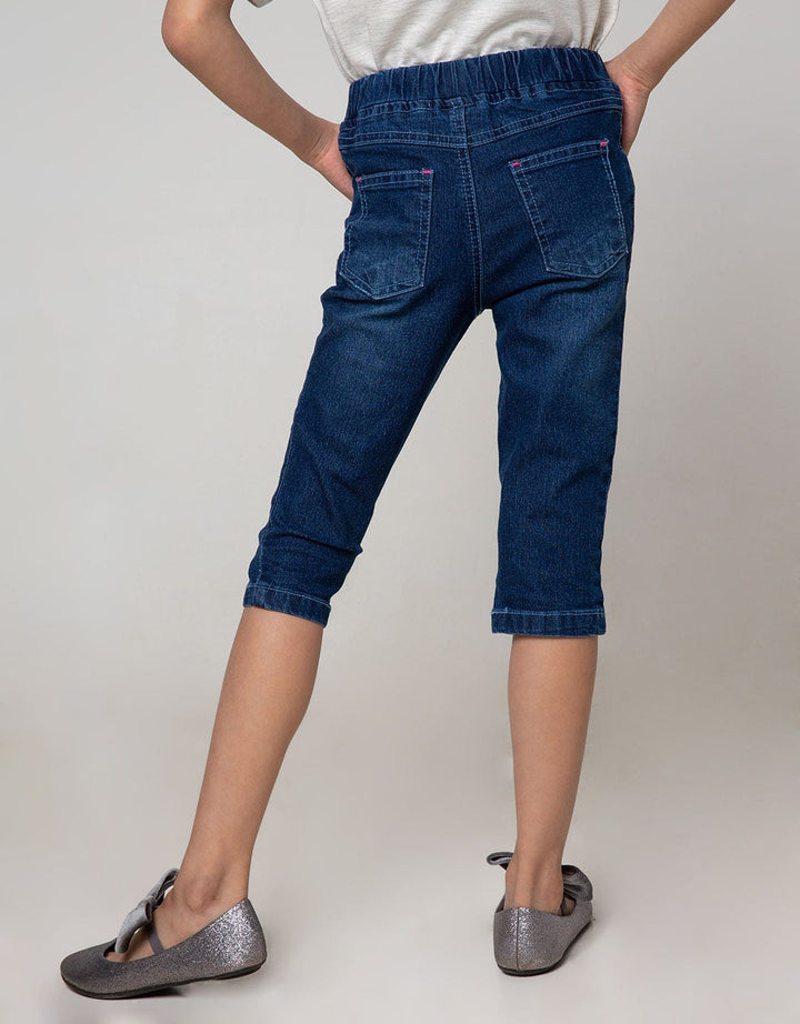 Little M Denim Long Pants Crop Bunny Cat