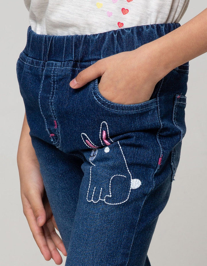 Little M Denim Long Pants Crop Bunny Cat