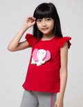 Little M Short Sleeve T-Shirt Gajah Lengan Ruffle