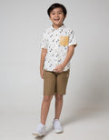 Little M Short Sleeve Shirt Fullprint Dino Oxford Pocket Combination