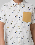 Little M Short Sleeve Shirt Fullprint Dino Oxford Pocket Combination