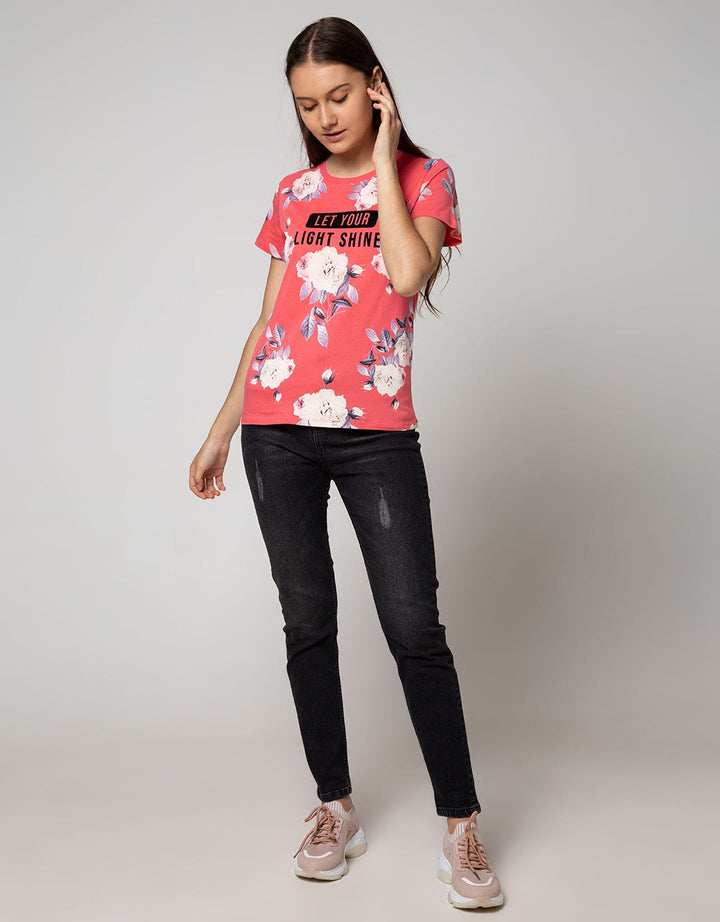 T Zone Short Sleeve T-Shirt Photoprint Non Raglan Girly