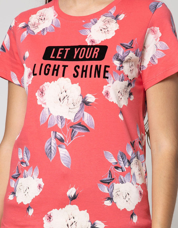 T Zone Short Sleeve T-Shirt Photoprint Non Raglan Girly