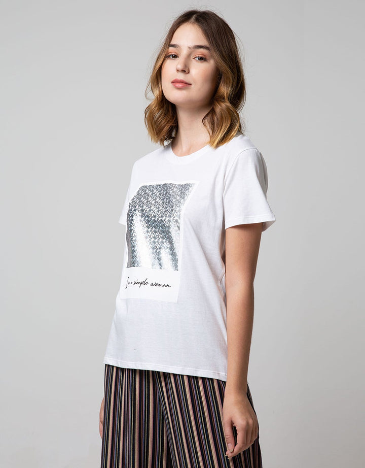 T Zone Short Sleeve T-Shirt Wording Non Raglan Basic