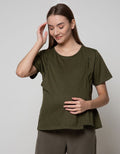 St. Yves Mom Short Sleeve Blouse Nursing Top Slub