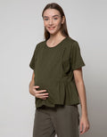 St. Yves Mom Short Sleeve Blouse Nursing Top Slub