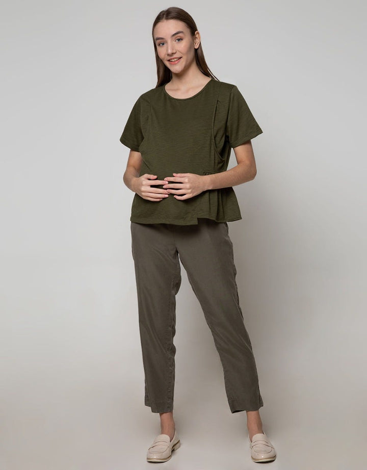 St. Yves Mom Short Sleeve Blouse Nursing Top Slub