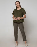 St. Yves Mom Short Sleeve Blouse Nursing Top Slub