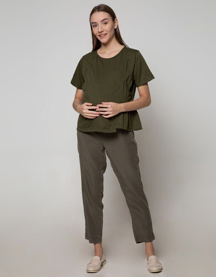 St. Yves Mom Short Sleeve Blouse Nursing Top Slub