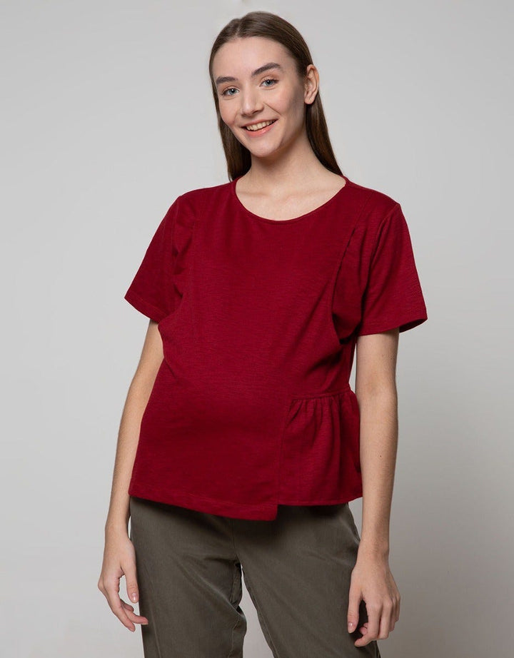 St. Yves Mom Short Sleeve Blouse Nursing Top Slub