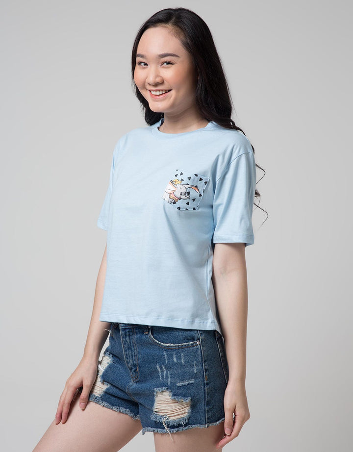 Disney Short Sleeve Women T-Shirt Dumbo Pocket