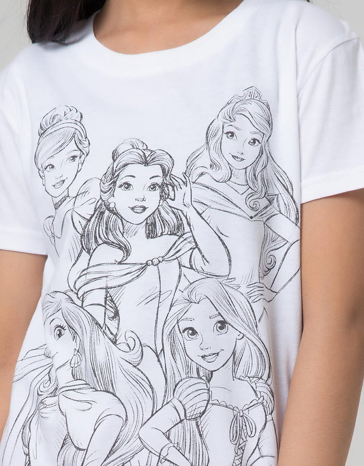 Disney Short Sleeve T-Shirt Basic Princess Gang In Sketch