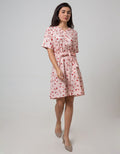 Connexion Short Sleeve Flamingo Print Midi Dress