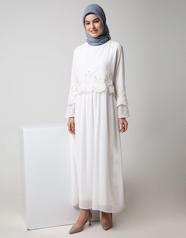 Annisa Long Sleeve Maxi Gamis L Scallop Embroidery